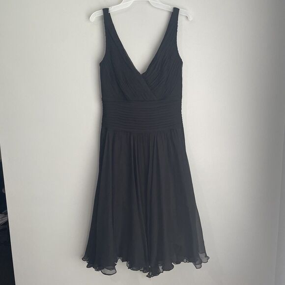 Tadashi Shoji Collection Silk Cocktail Party Dress Size 10 Pleated Chiffon - Picture 1 of 16